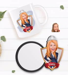 BK Gift Kişiye Özel Kadın Mühendis Karikatürlü Beyaz Kupa ve Ahşap Bardak Altlığı Hediye Seti-1
