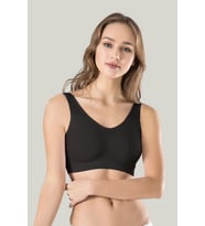 Kadın Siyah Kalın Askılı Çıkarılabilir Pedli Örme Seamless Dikişsiz Basic Büstiyer