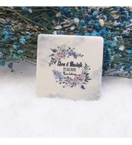 30 Adet Taş Magnet Nikah Şekeri Nişan Hediyeliği Desen Çiçekli 4,5x4,5 kare-