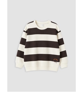 LCW Kids Bej Çizgili Erkek Çocuk Kalın Sweatshirt