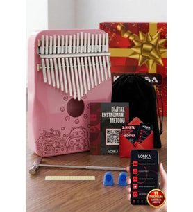 Midex KLX-350 Pembe Kalimba Gerçek Ağaç 17 Tuşlu Full Set