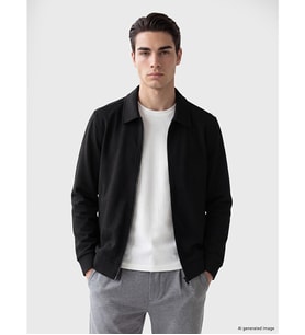LCWAIKIKI Classic Siyah Polo Yaka Erkek Fermuarlı Sweatshirt