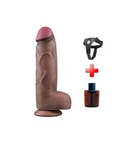 Belden Bağlamalı Yeni Nesil Çift Katmanlı 31 cm Realistik Dev Melez Dildo Penis