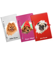 Kişiye Özel Köpek Tasarımlı Üçlü Defter Kalem Hediye Seti