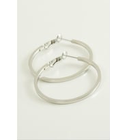 Ezme Lüks Çelik Halka Küpe 4 cm (Gümüş)