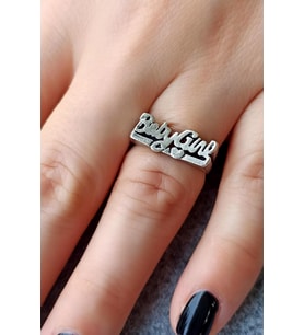 Antik Gümüş Kaplama Baby Girl Şekilli El Yapımı Ayarlanabilir Yüzük