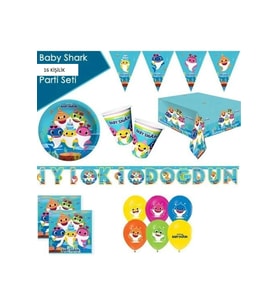 Çıtıpıtıstore Baby Shark Doğum Günü Parti Seti 16 Kişilik Baby Shark Parti Set