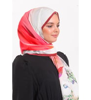 Çiçekli Desen Elegante Seri Şal Eşarp Askısı İle Birlikte 75x200 Bordo Krem Gri-