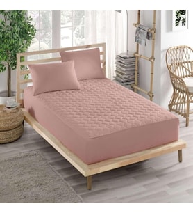 PARKER Renkli Alez Pembe-Sıvı Geçirmez Kapitoneli Fitted-Pamuklu-Yanı Çarşaflı-Çift Kişilik-Tek Kişilik-Bebek Alezi-Su-Yatak Koruyucu 60x120, Ely Parker, 60 X 120