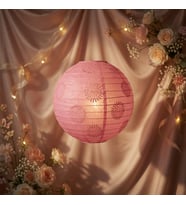 Pembe Dantelli Japon Feneri Çin Feneri 35 cm Parti Dekorasyonu Düğün Nişan Doğum Günü Süsü