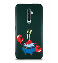 Oppo Reno 2Z Soft Premier Kapak Bay Yengeç Tasarımlı Silikon Kılıf - Yeşil (Şeffaf)