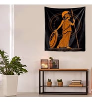 Mitolojik Savaş Tanrısı Yıkanabilir Leke Tutmaz Mikropetek Kumaş Duvar Örtüsü Duvar Halısı Tapestry (Siyah)