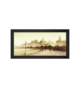 Manzara Temalı Kanvas Tablo 80 x 110 cm Siyah Çerçeve