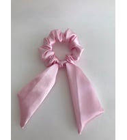 Kadın Pudra Saten Parlak Kuyruklu Scrunchie Simit Toka