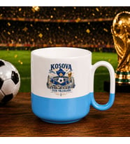 BK Gift Kosova Taraftar Temalı Dünya Futbol Kupası Tasarımlı Mavi Joyful Kupa Bardak-1