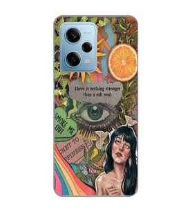 Redmi Note 12 Pro 5G Uyumlu Vintage Kolaj Desenli Şeffaf Telefon Kılıfı