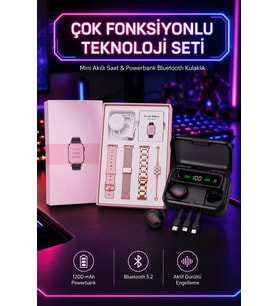 Powerbank Özellikli Bluetooth Kulaklık ve Nabız Ölçer Akıllı Saat Bileklik Hediyeli
