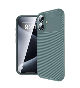 Apple iPhone 16 Kılıf Auto Focus Karbon Kapak - Koyu Yeşil