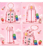 Heydiye Mâbeyn İkili Suluk 550 ml – Tritan BPA-BPS Free Matara, Çift Hazneli, Çift İçim Kapaklı, Bilek ve Boyun Askılı, Sticker & 3D Figür Hediyeli