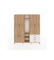 Arges Dolap 14 Raflı 4 Çekmeceli Tek Askılı 220x30x243 Çam-Çam/Aytaşı
