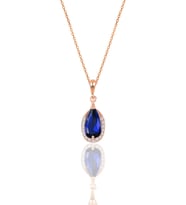 Gümüş rose safir ve zirkon taşlı damla modeli kolye SGTL12075LACIVERT