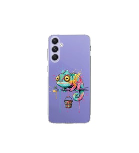 Samsung Galaxy A54 ile Uyumlu Splash Bukalemun Tasarımlı Şeffaf Silikon Kılıf