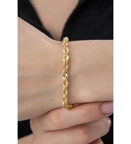 14 Ayar Altın Işıltılı Burgu Halat Zincir Bileklik 4.40 mm (Rose)