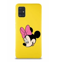 Samsung Galaxy M31S Soft Premier Kapak Minnie Mouse-B Tasarımlı Silikon Kılıf - Sarı (Şeffaf)