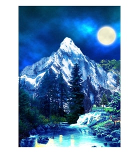 Dağlar Ve Yaban Hayatı Gece Ruh Hali Orman Tablo Ahşap Poster Dekoratif