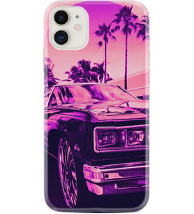 Apple iPhone 11 12 13 Mini Kılıf Desemli Silikon Mor Araba 1711