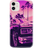 Apple iPhone 11 12 13 Mini Kılıf Desemli Silikon Mor Araba 1711