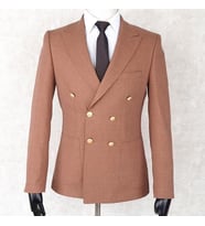 Jan Carlucci Yazlık Kruvaze -Yarım Astar- Metal Düğme Slimfit Drop 6 Ceket-Mercan Rengi