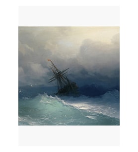 Ivan Ayvazovsky - Fırtınalı Denizlerde Gemi Tablo Ahşap Poster Dekoratif