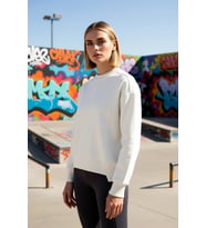 Kadın Bisiklet Yaka Düşük Kol %100 Pamuk Sweatshirt Fonksiyonel Dayanıklı Kaliteli Estetik