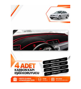VOLKSWAGEN PASSAT B7 (2010-2015) Uyumlu Ön Torpido Koruma Kılıfı Halısı - Siyah Kırmızı