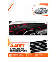 VOLKSWAGEN PASSAT B7 (2010-2015) Uyumlu Ön Torpido Koruma Kılıfı Halısı - Siyah Kırmızı