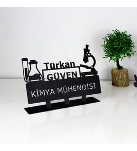 Kimya Mühendisi Masaüstü İsimlik - Metal Masa İsimliği - Hediye Ofis İsimlik