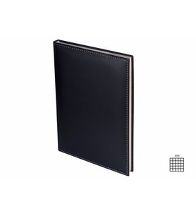 DERİ KAPAK DEFTER AJANDA TARİHSİZ KARELİ 20X28 CM (Siyah)
