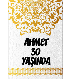 Beyaz Desenler Klasik Temalı Doğum Günü Afişi -3 35X50 cm