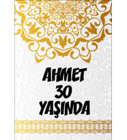 Beyaz Desenler Klasik Temalı Doğum Günü Afişi -3 35X50 cm