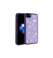 Apple iPhone 7 Uyumlu Kılıf Parlak Taşlı Tasarım Zore Ston Kapak (Koyu Mor)