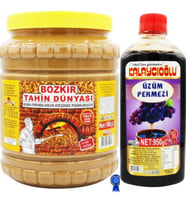 Bozkır Tahin Dünyasi kepeksiz kavrulmuş Tahin 1900 gr - Üzüm Pekmezi 950 gr
