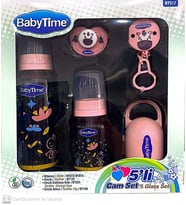 Babytime Yenidoğan 5'li Cam Biberon ve Emzik Seti Pembe