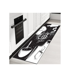 Rovigo Home Dijital Baskı Yıkanabilir Kaymaz Taban Mutfak Halısı RVG2023 80x150 cm (Siyah)