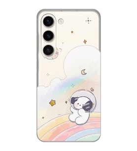Samsung Galaxy S23 Uyumlu Sevimli Köpek Desenli Şeffaf Telefon Kılıfı