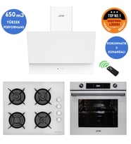 Eminçelik ve AFM TECH Markalı / SEO  Dijital Turbolu Beyaz  Ankastre Set (12 226 + FM7701 + FM3401)