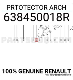 Renault Fluence/Megane Ön Çamurluk Davlumbazı Önün Arkası Sağ 2009-  (Oem No:  638450018R)