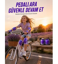 Mor Çocuk Kaykay Paten Scooter Bisiklet Koruyucu Dizlik Seti