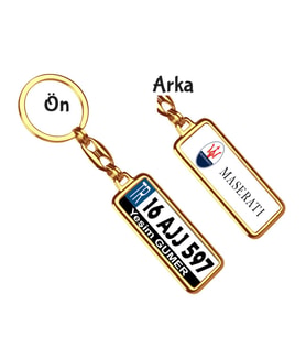 Kişiye Özel Plaka Metal Anahtarlık   Maserati Logo (Altın)