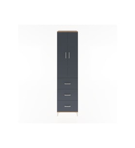Hyperion Dolap 4 Raflı 3 Çekmeceli 2 Kapaklı 60x44x243 Çam-Antrasit